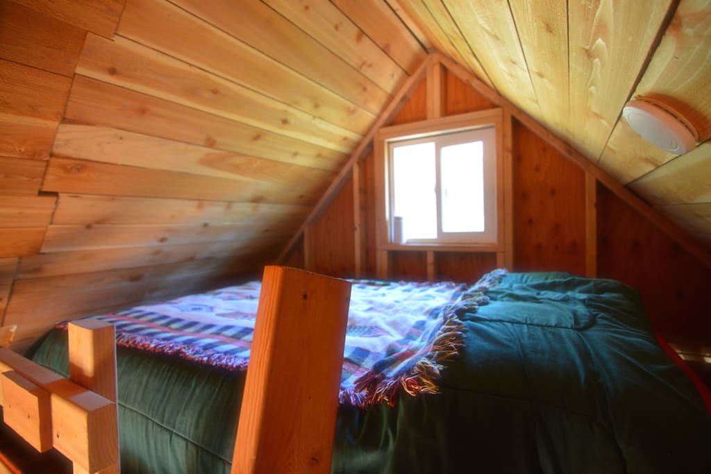 Sleeping loft inside the treehouse.