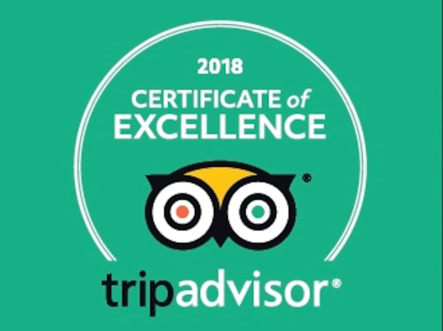 We are proud of having received the TripAdvisor Certificate of Excellence for the second year in a row. This rewards those that have earned great traveler reviews over the past year. Thanks to our valuable guests!