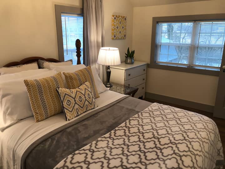 Queen Bed - private room upstairs, also with water views.