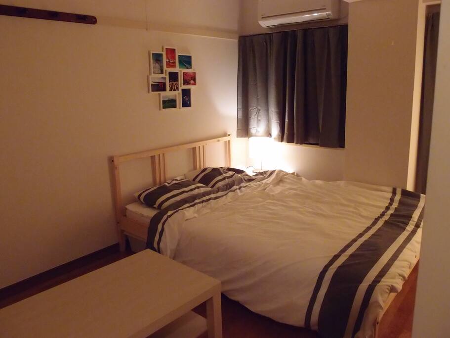 Table Lamp beside the bed makes good atmosphere