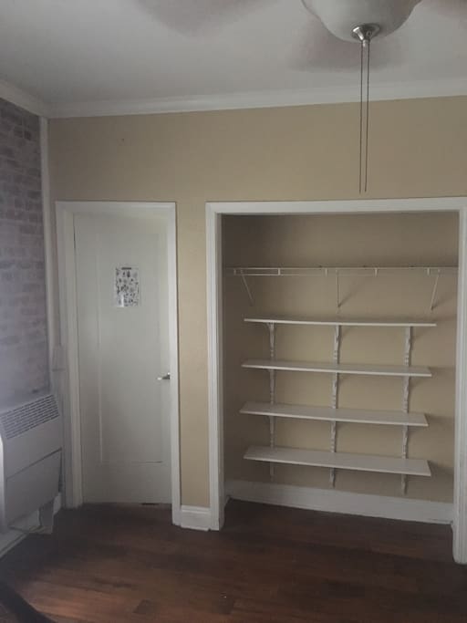 Shelves in former murphy bed