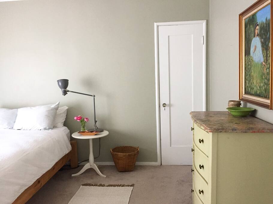 View of your room from mini-hallway. Comes with dresser, fan, and cedar closet.