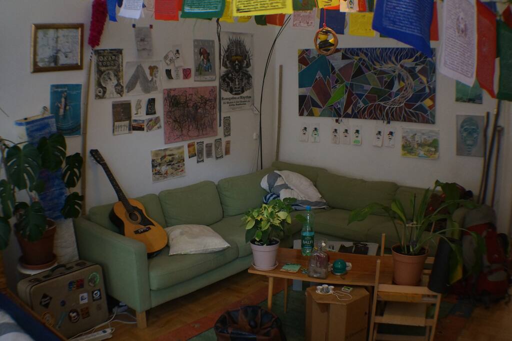 sofa in the large bedroom with small tables