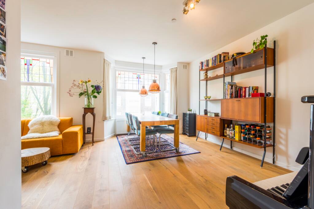 Living room and dining area.