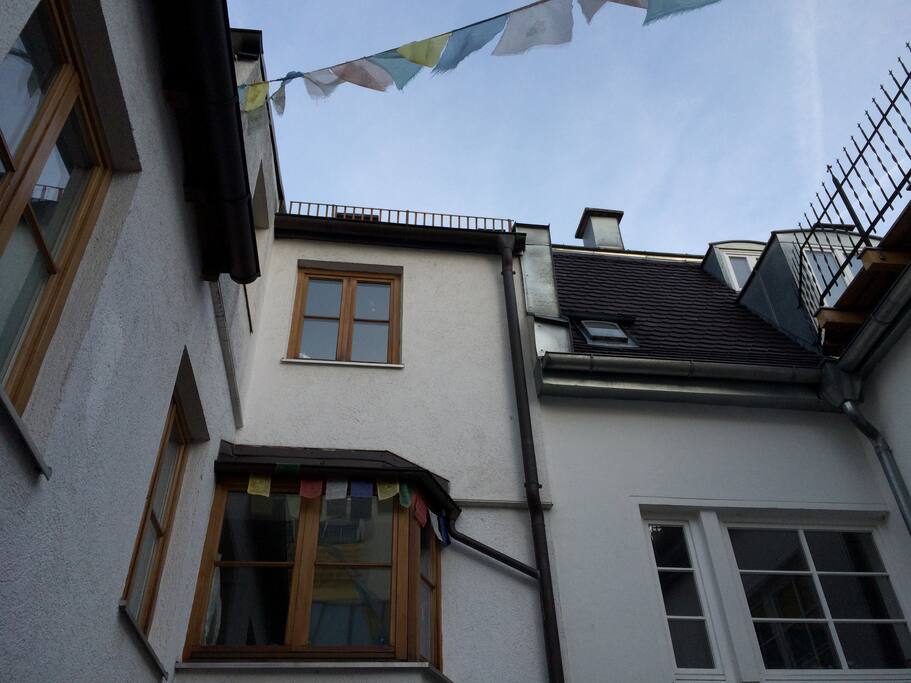 The courtyard - up in the 2nd floor are the windows of your apt