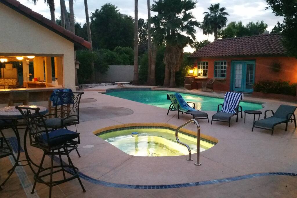 Looking from the outdoor kitchen area