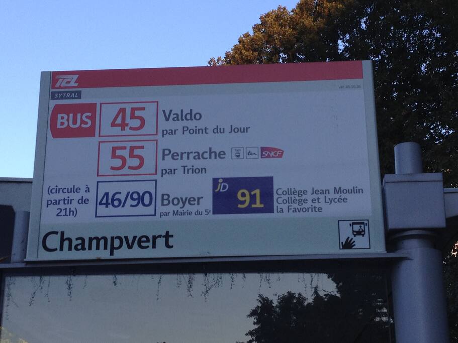 Lignes Bus (arrêt au pied de l'immeuble)