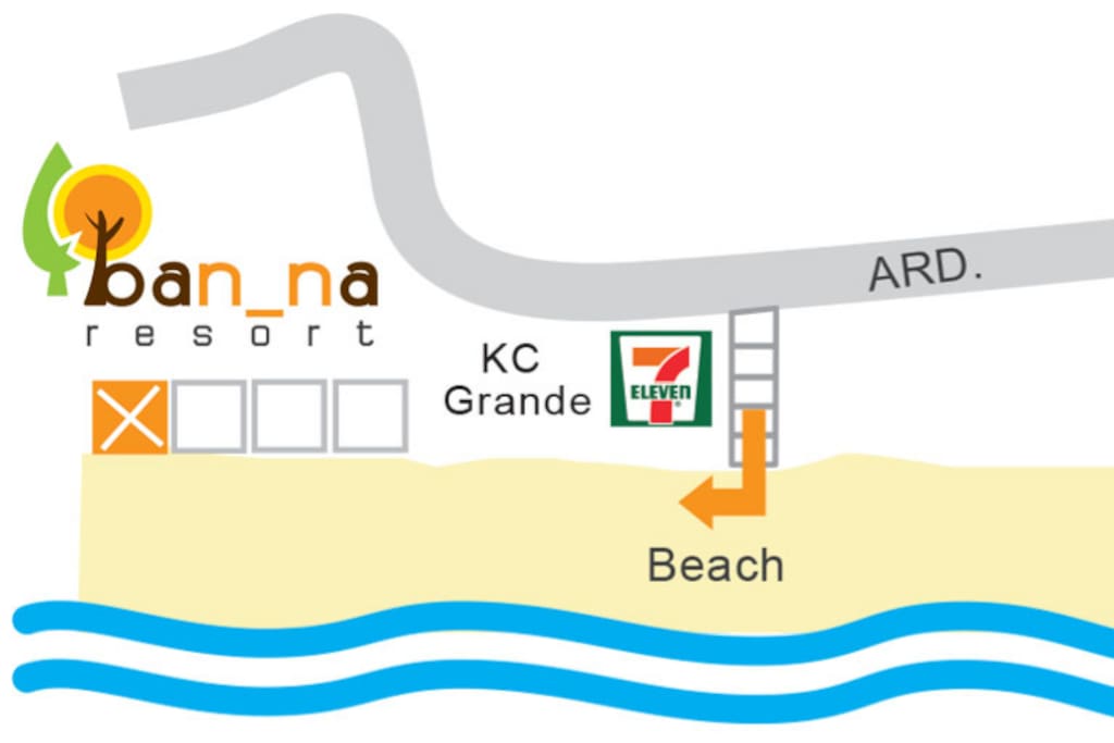 you take taxi to 7-11 KC and only walk on beach to my bungalow 300m