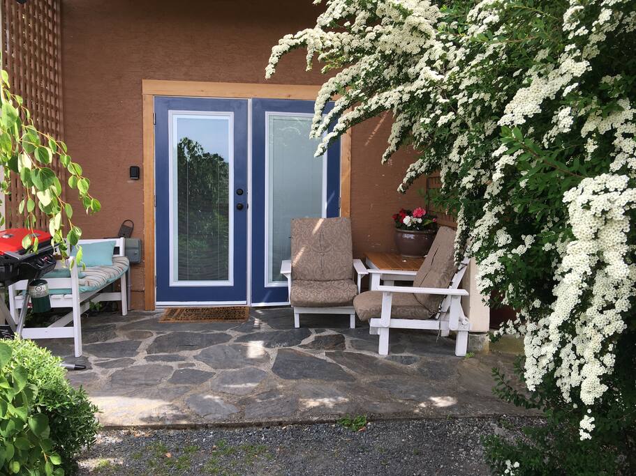 Your private entry and patio, with BBQ