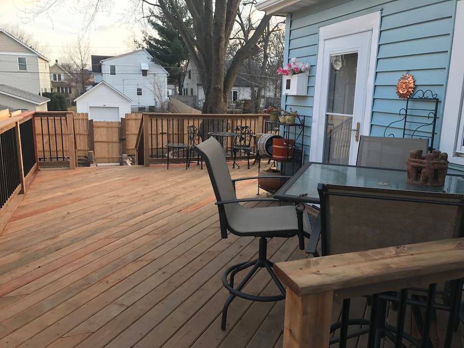 Brand new deck accessible from the back door.