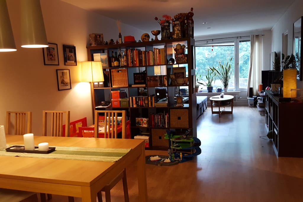 Dining area and living room