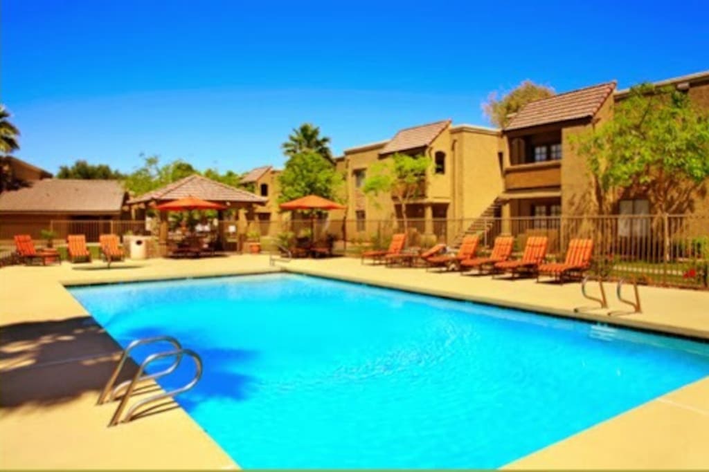2 community pools and a hot tub. Also outdoor grills.