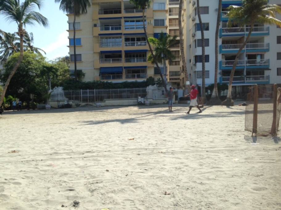 in front of the beach