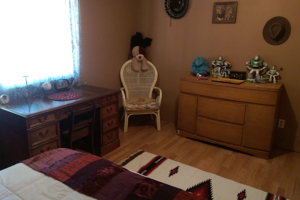Vintage furnishings and a well lit space greet you.