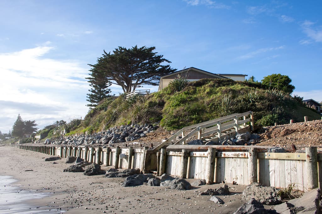 from beach looking up to house