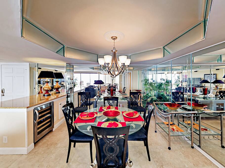 Gather for festive meals in the elegant dining space with seating for 4.