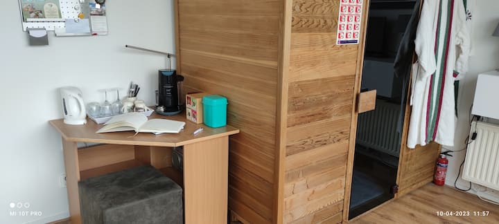 Káva a sauna v 1. spálni