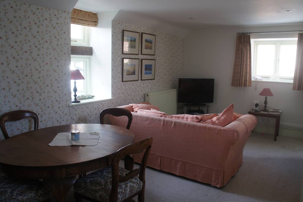 Double sofa bed and upstairs living room