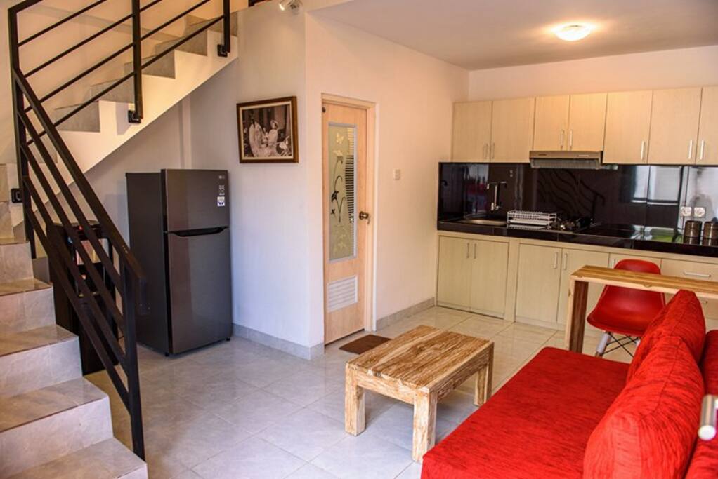 Living room, kitchen and bath room at down stair