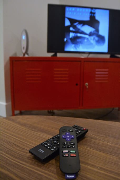 Wifi (wireless) and Netflix included. Turn on the TV and enjoy!