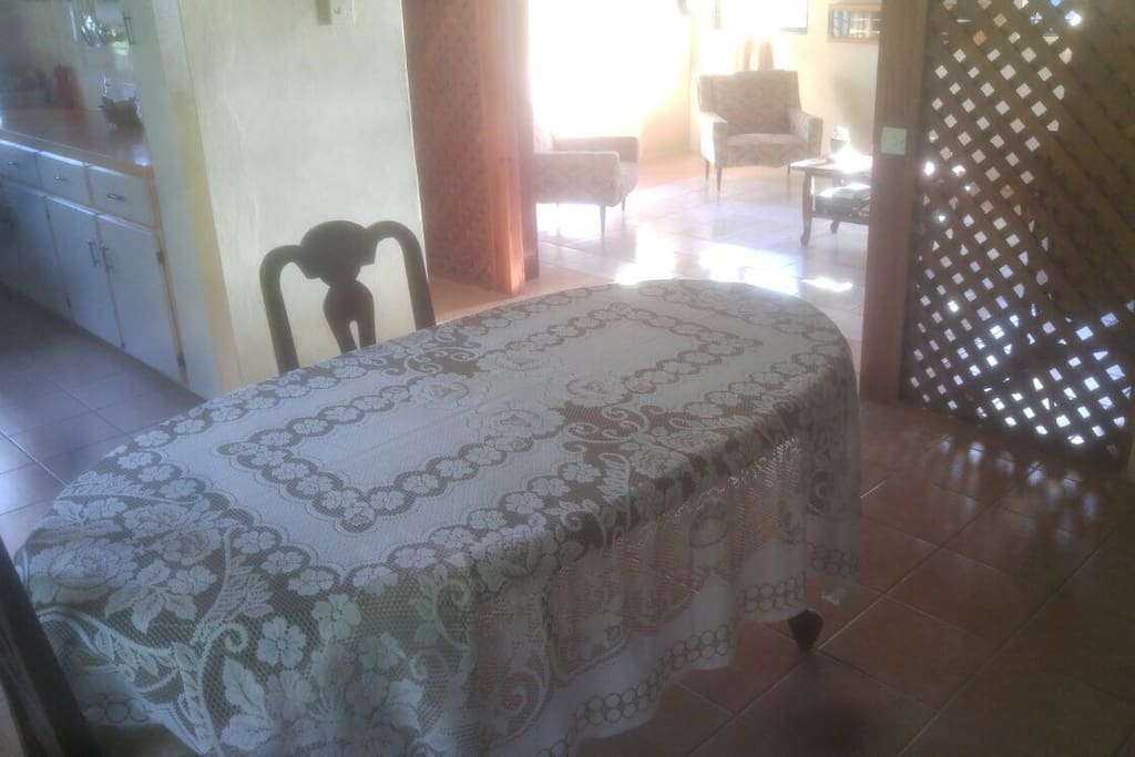 The dining area.