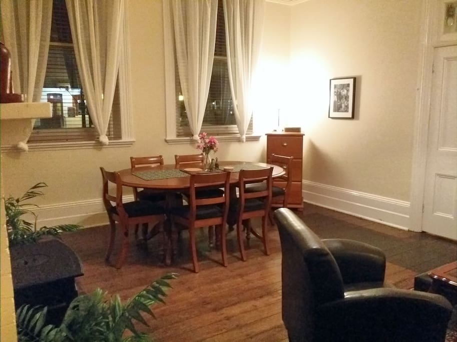 Downstairs: one of the intimate dining spaces