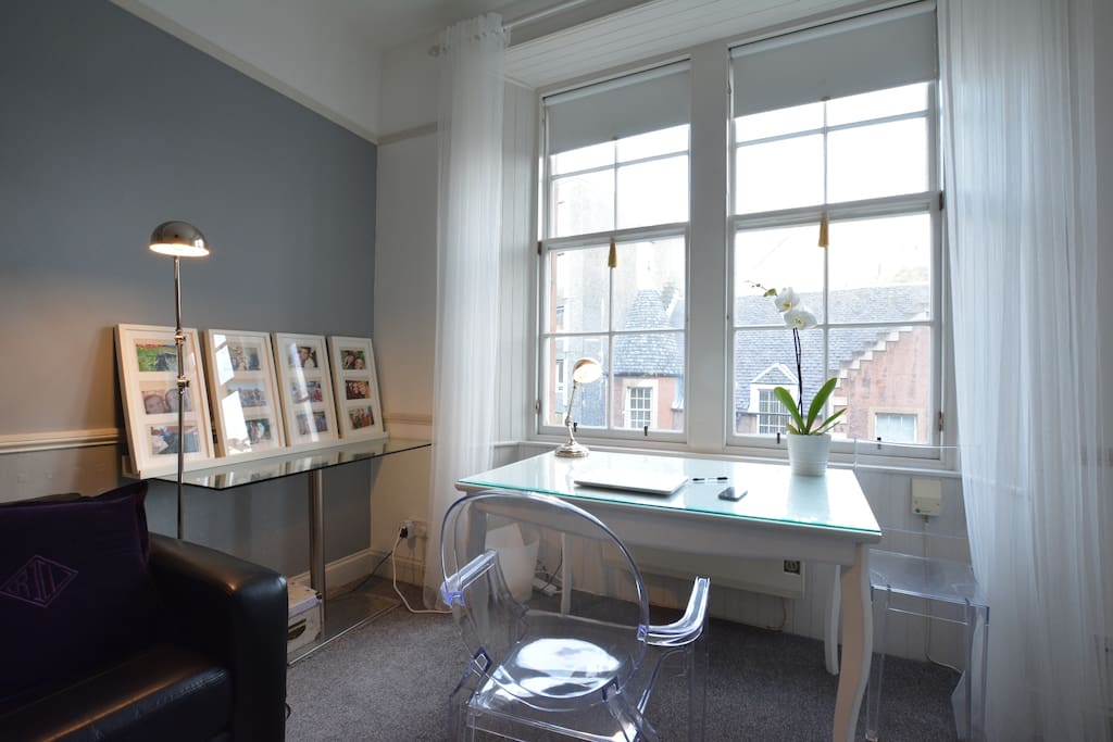 Desk area with view to Castle