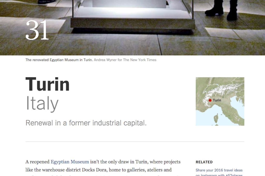 Secondo il New York Times, Torino è uno dei posti da vedere nel 2016... http://nyti.ms/1ZRPfOi
