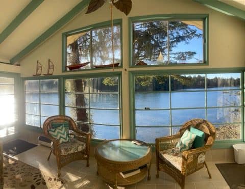 Waterfront, one bedroom home with fireplace