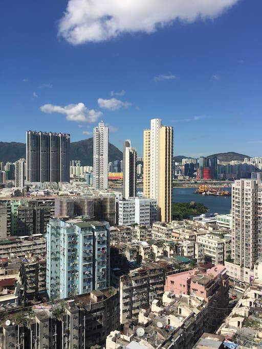 City view from the bedroom in daytime
