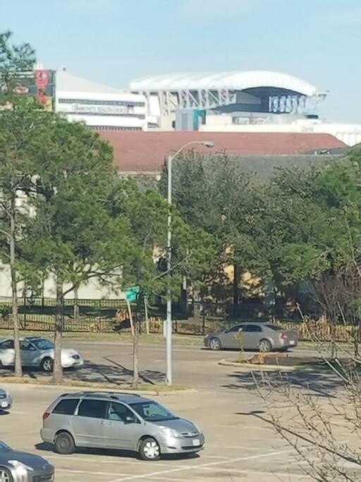 View of NRG Stadium from our landing window