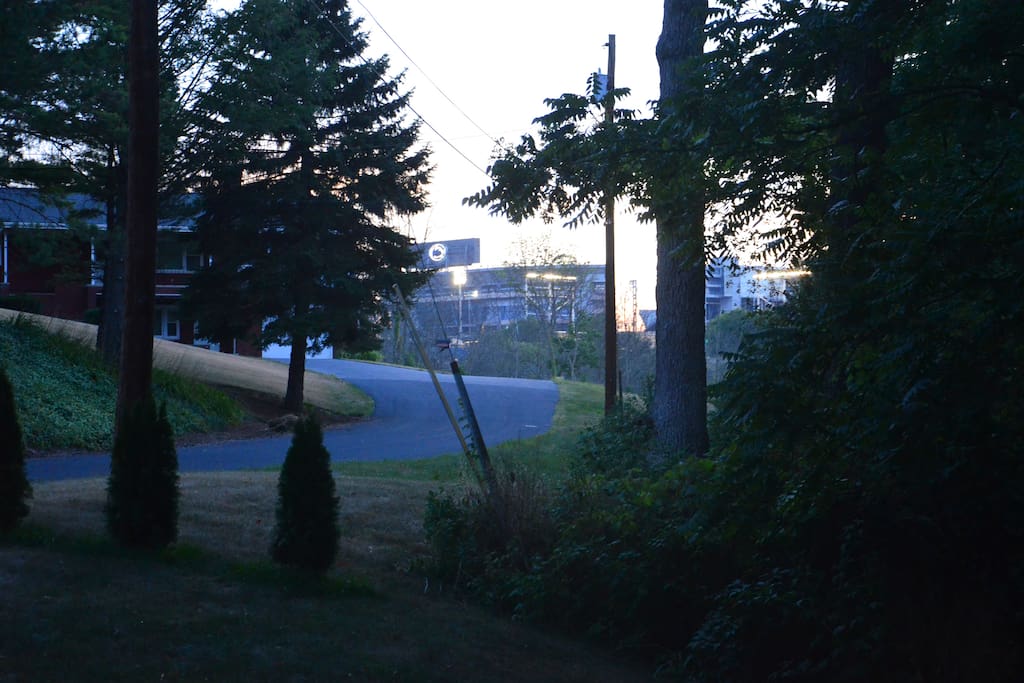 Stadium view and sunset from from deck