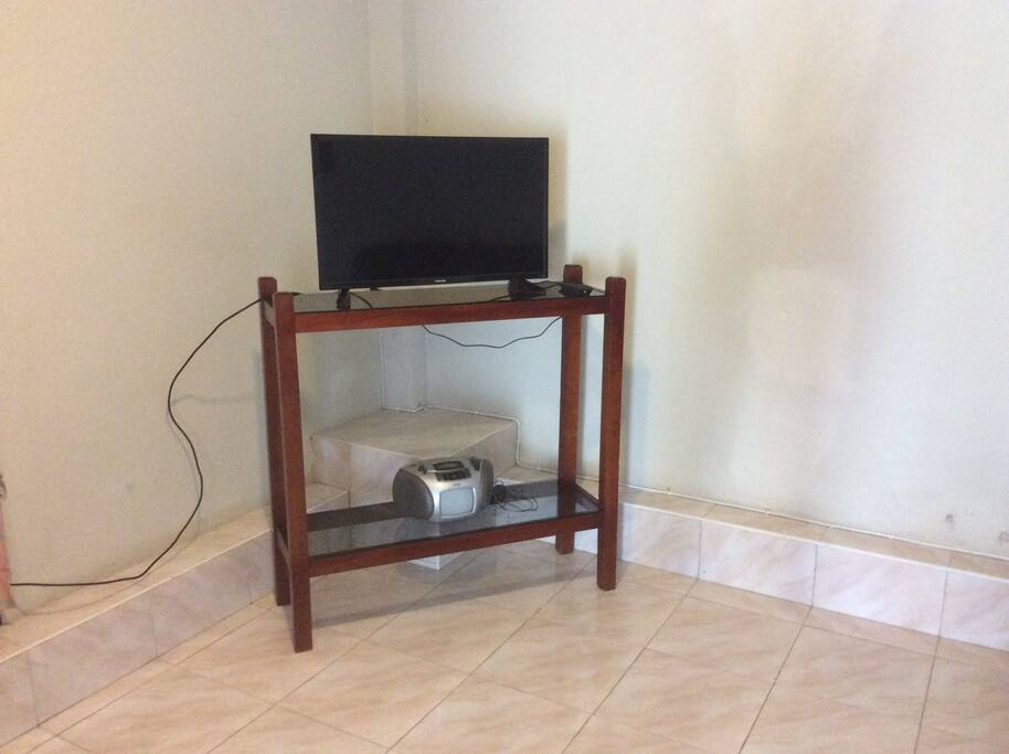 Television and music box.