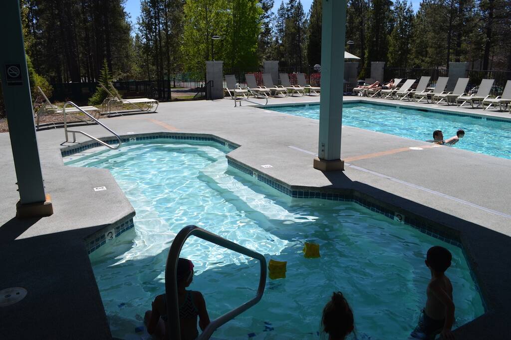 Saltwater pool and spa with kids and adult hours.