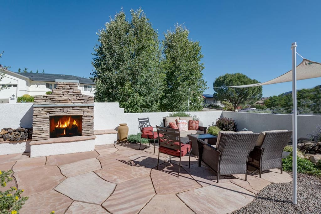 Enjoy a glass of wine by the fire pit!