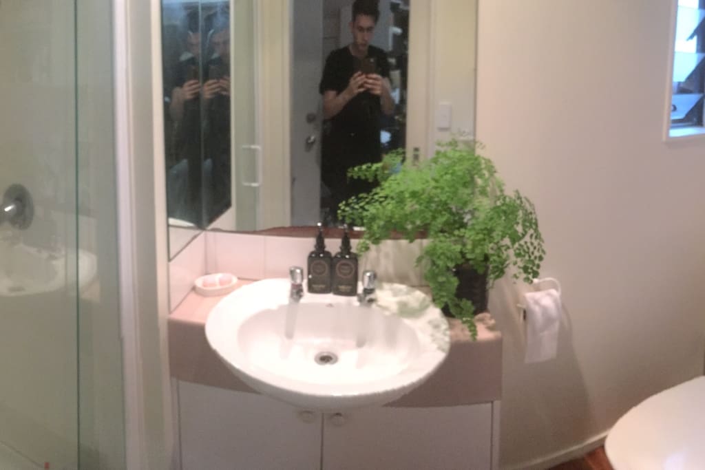 Bathroom is downstairs and is small but adequate