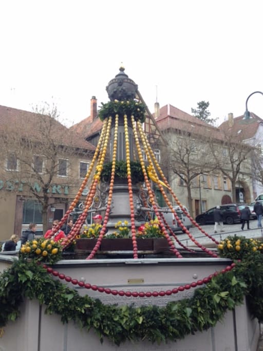Outside the Rathaus in Weinsberg.
