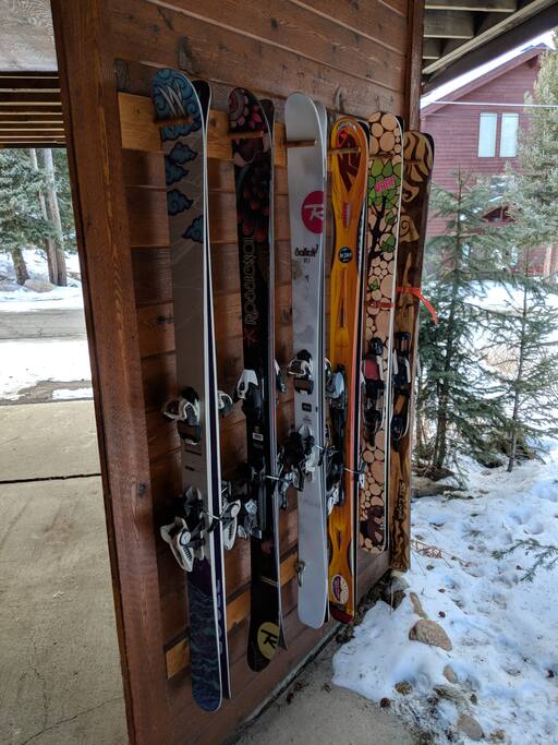 Private ski rack for hanging your boards