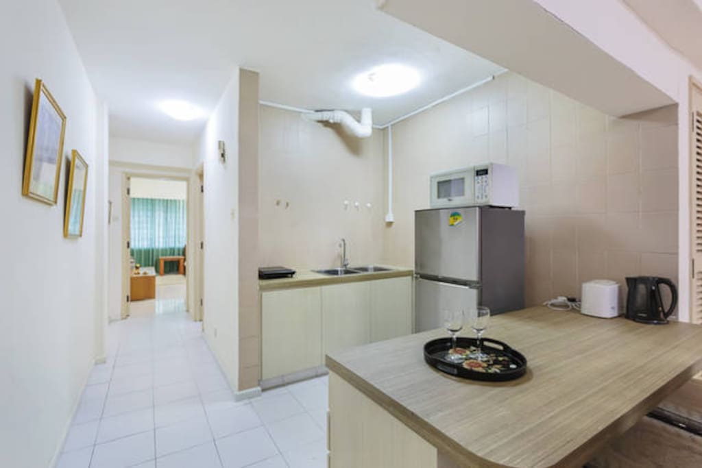 kitchen area with corridor towards bedroom