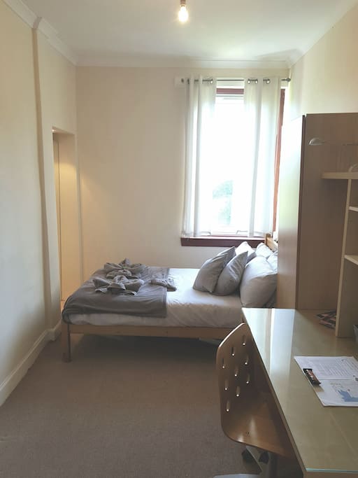 Bright Airy Double Bedroom with an abundance of floor and desk space, great for any length of stay.