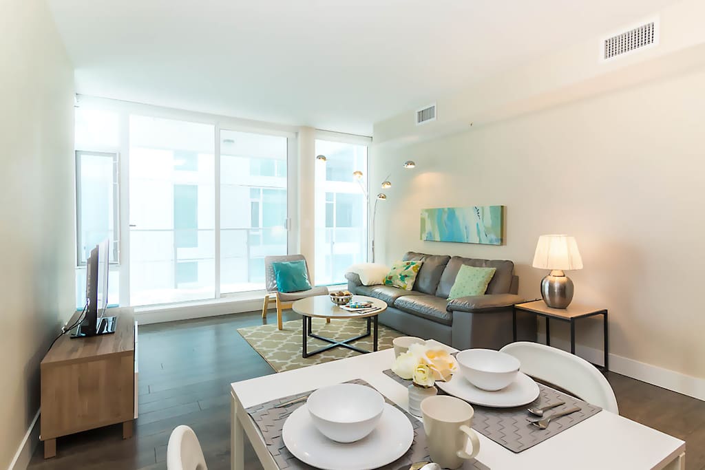 Large panoramic windows and a balcony!