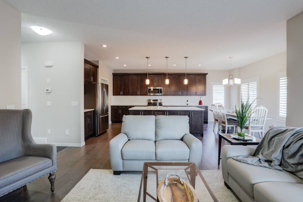 Looking towards the dining space from the living space.