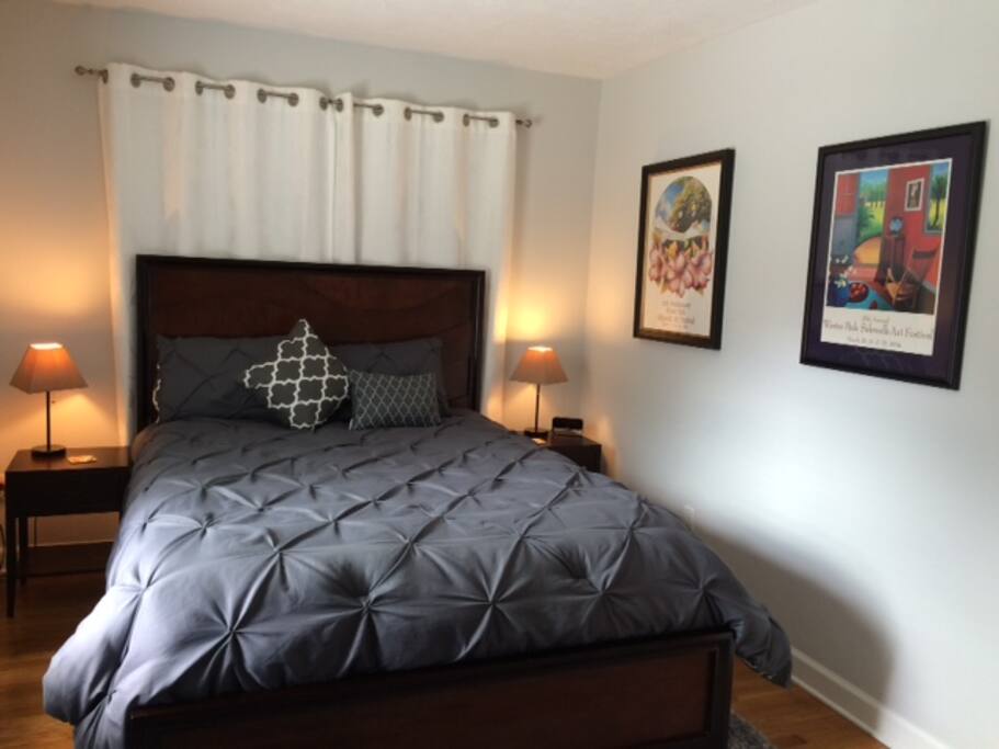 Master bedroom with queen bed.