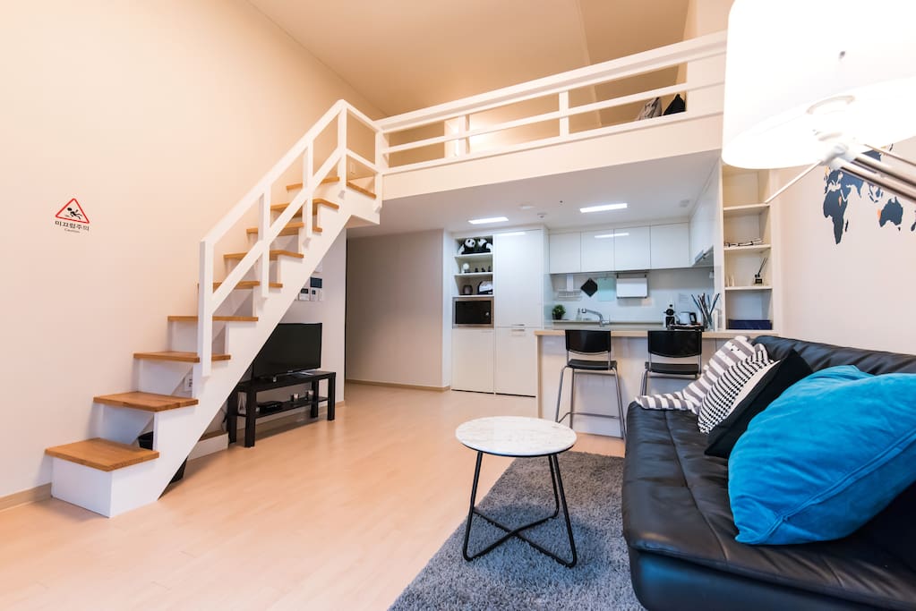 Living Room with the stair