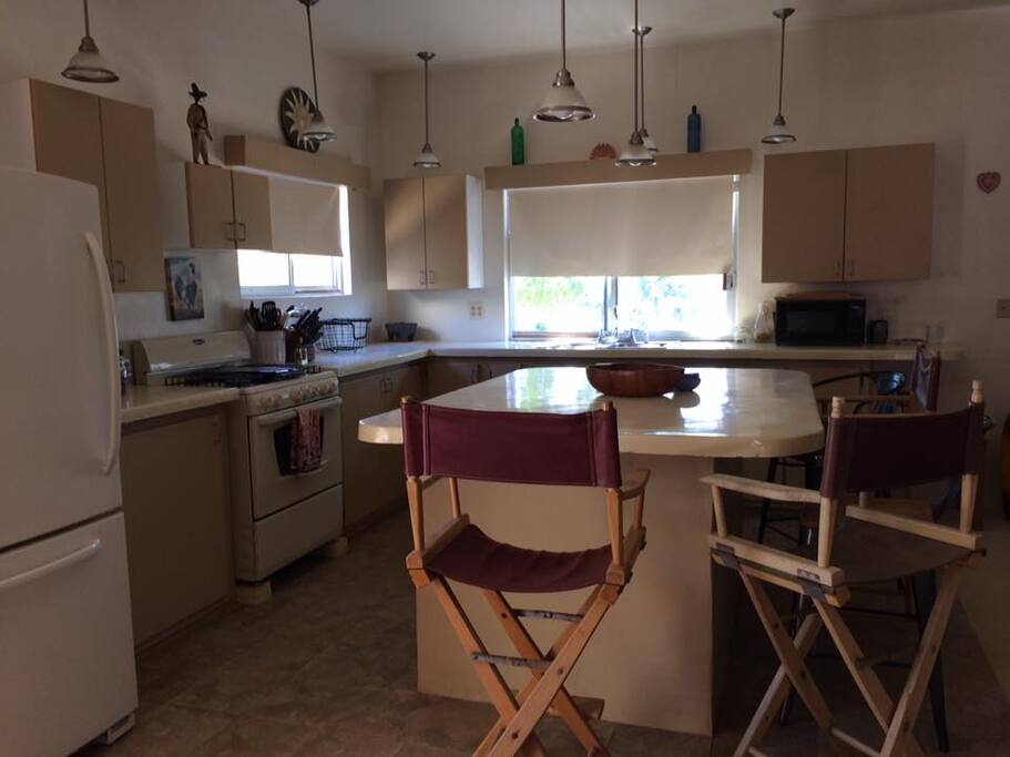 Kitchen with full size stove & oven.