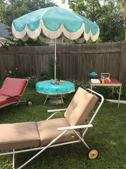 Fenced Backyard with edibles.