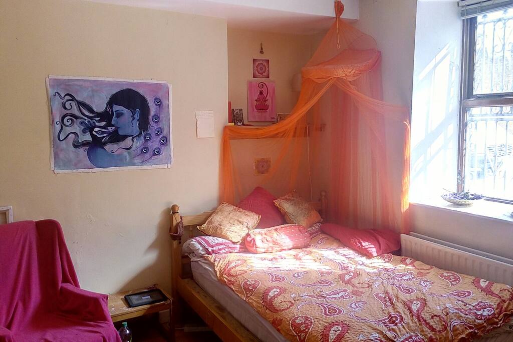 The bed and couch