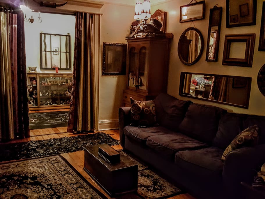 Living room w/ Library doors open