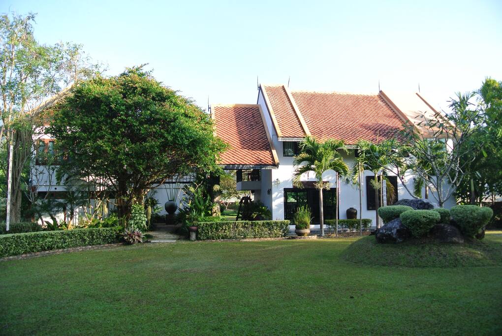 Main House (left) and Guest House (right) as seen from entrance