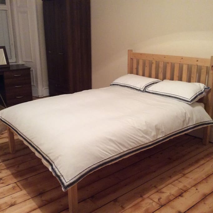 Master Bedroom. All 3 bedrooms have double beds with bedding